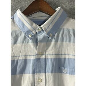 Chaps Men's XL Blue White Striped Oxford Shirt Old Money Coastal Preppy Y2K